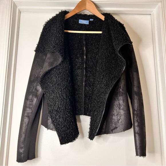 Vera Wang Black Textured Moto Jacket - Size M - Picture 5 of 16